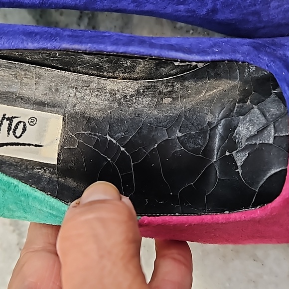 Vintage 80s multi color Retro Multicolor Heels Size 7.5 - Picture 15 of 16